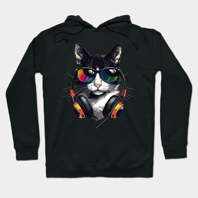 Cat DJ Vibes Hoodie by BilodeauBlue